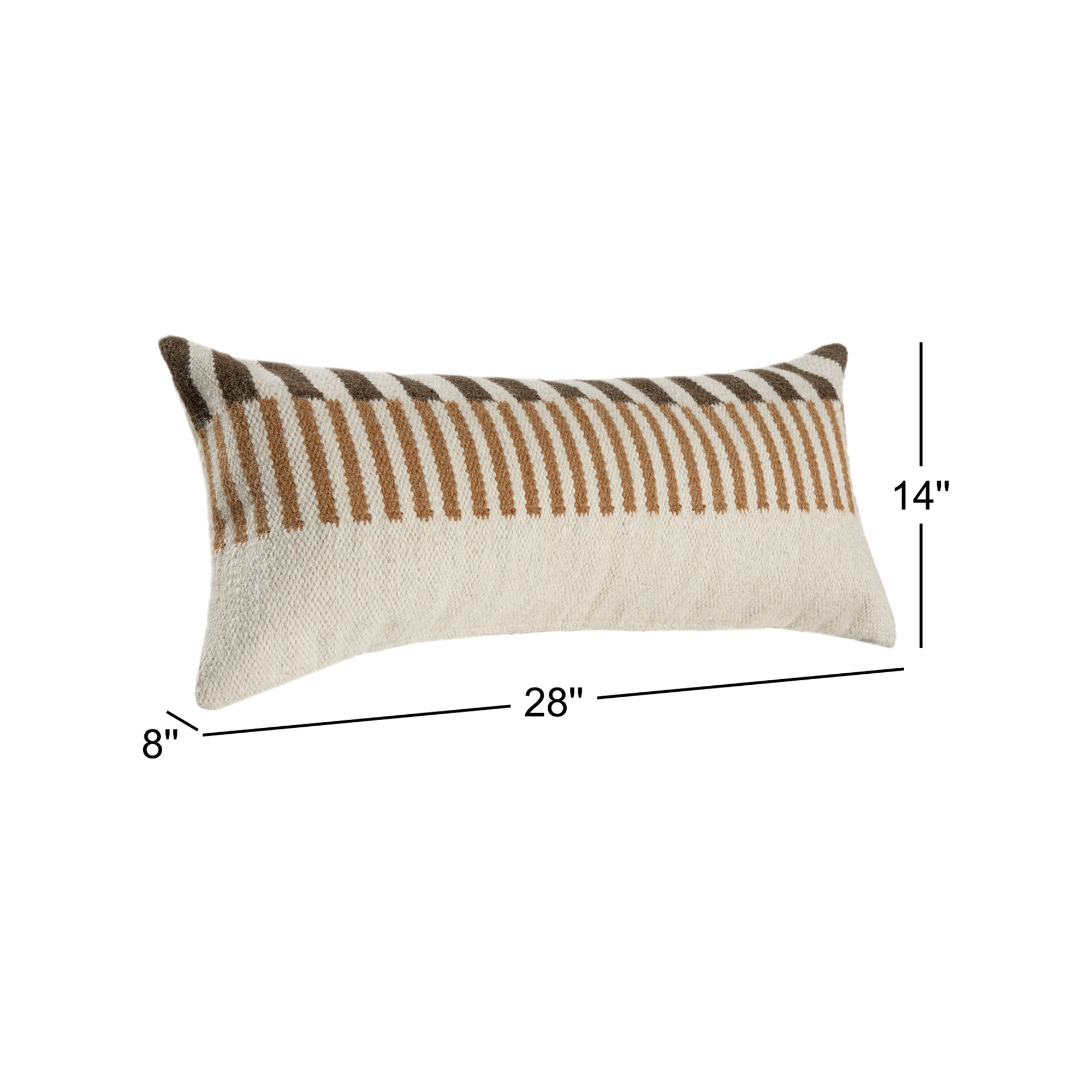 Atelier Contemporary Geometric Hand-Woven Throw Pillow, Rectangular 14"H x 28"W, Brown/Orange, Pillow Cover Only - No Insert