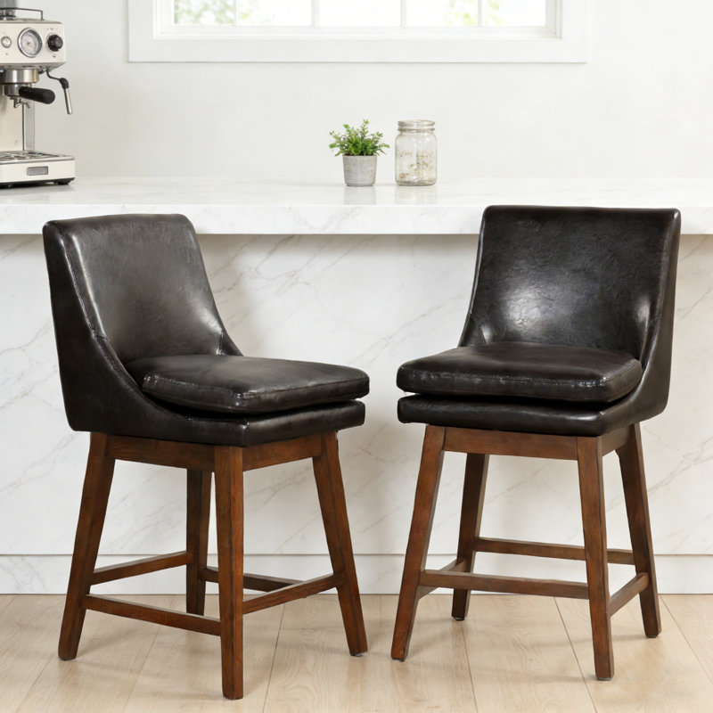 Lasonya 26.4" Swivel Counter Stool, Brown