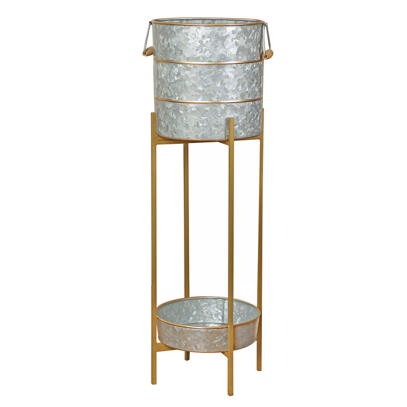 Burnell Banded Bucket Stand, Zinc/Gold