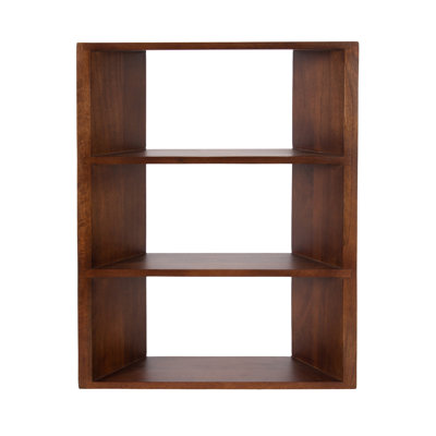 Akita Angled Three-Tier Wood Wall Shelf