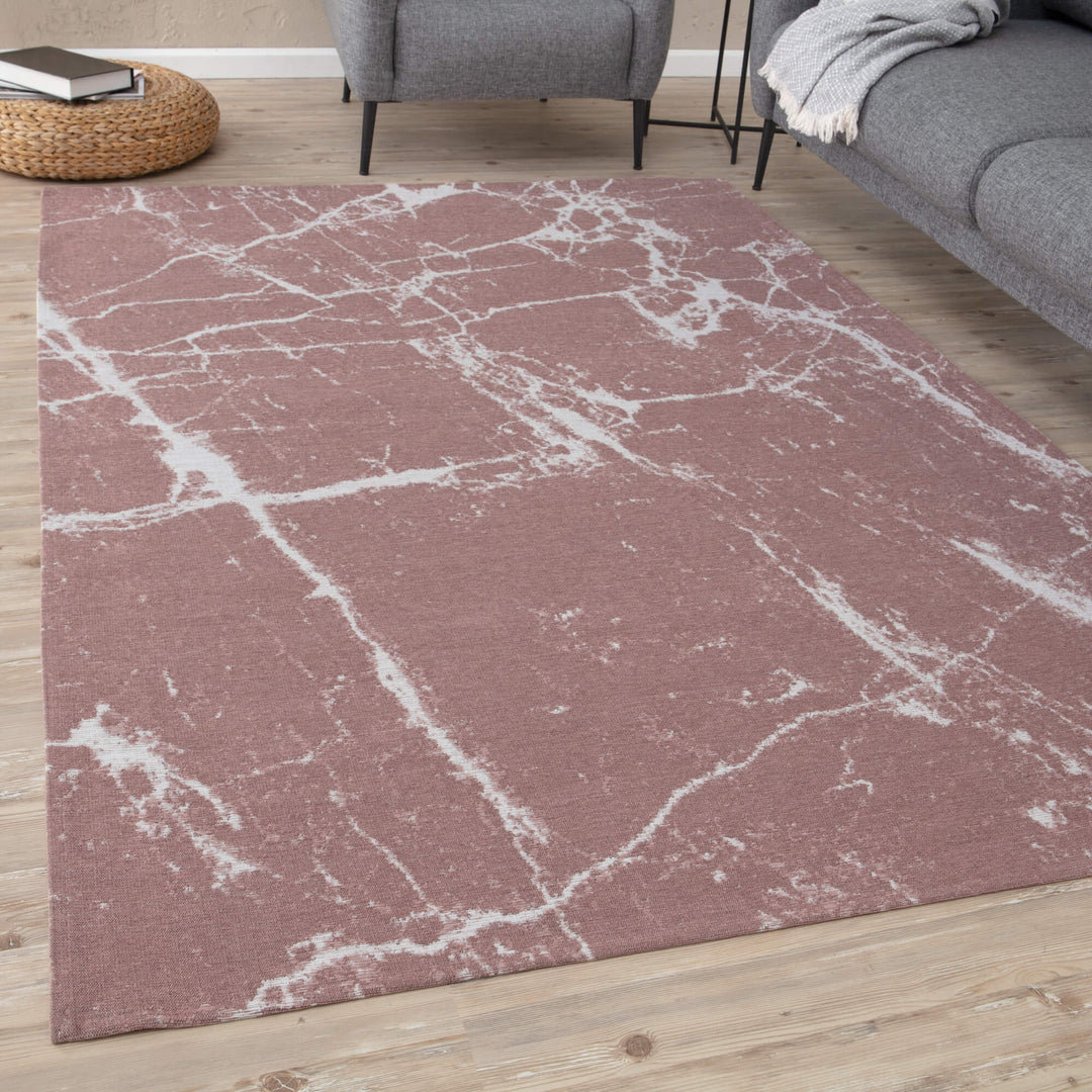 Carina Modern Washable Rugs in Pink | 6956