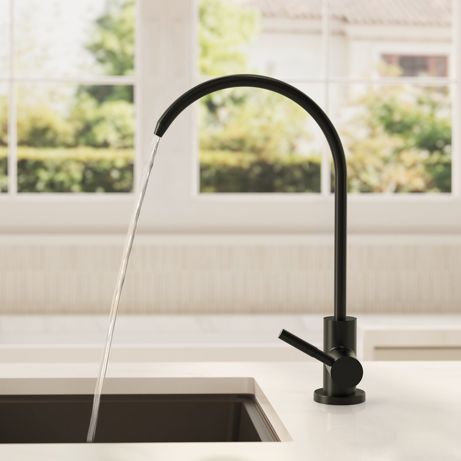  Drinking Water Filter Faucet for Reverse Osmosis, Single-handle Beverage Faucet with Swivel Spout, Matte Black