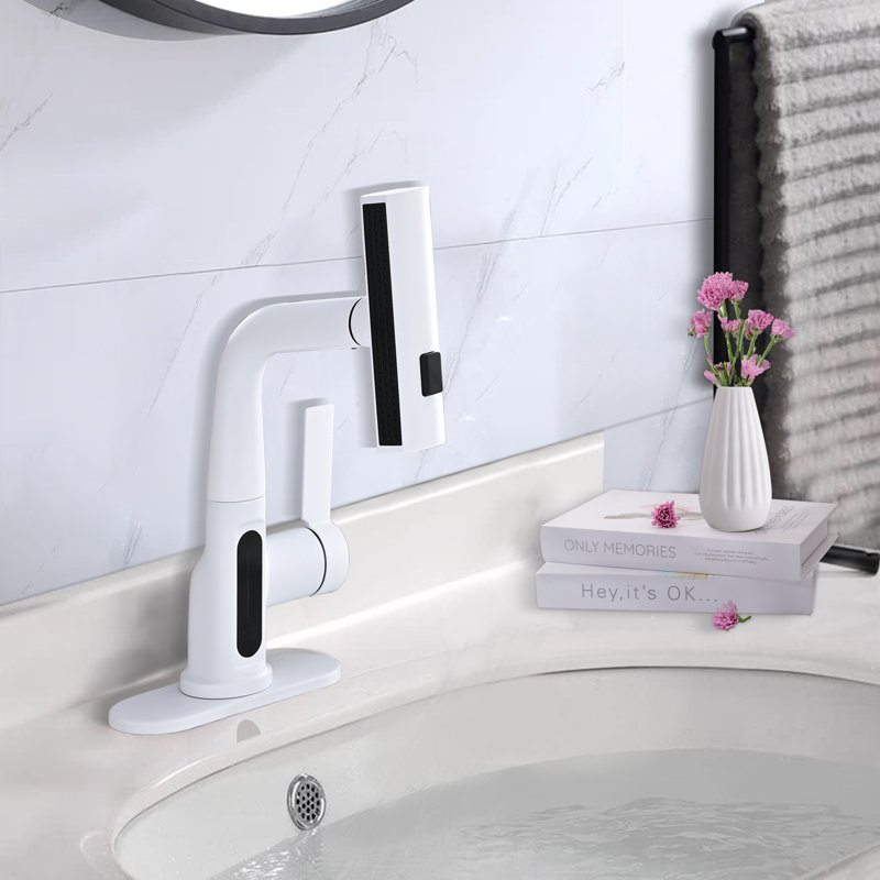 Robinet de salle de bain extractible à un trou, Argent