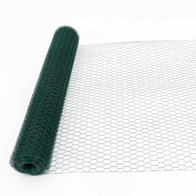 60M Large Size Galvanized Hexagonal Floral Green Chicken Wire, Outdoor Anti-Rust Chicken Wire Poultry Netting for Garden, Large Chicken Coop Wire Fencing