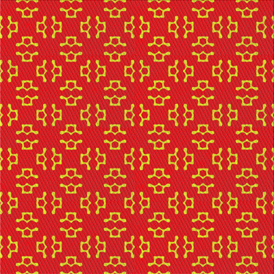 Tapis rouge/jaune à motifs