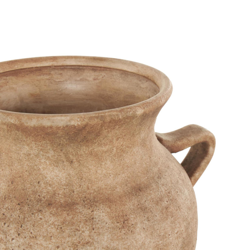 Birch Lane™ Daily Ceramic Antique Style Textured Vase With Shadings And Handles, Light Brown