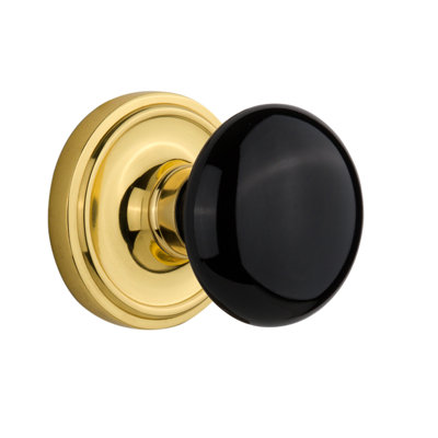 Classic Rosette with Black Porcelain Door Knob