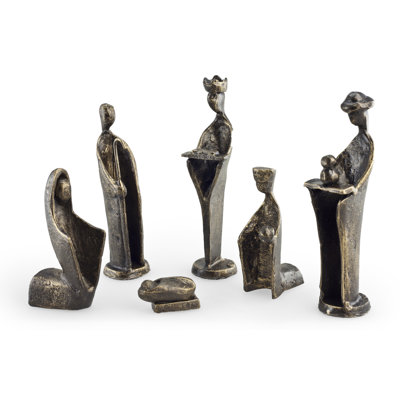 6 Piece Small Iron Nativity Sculpture Set