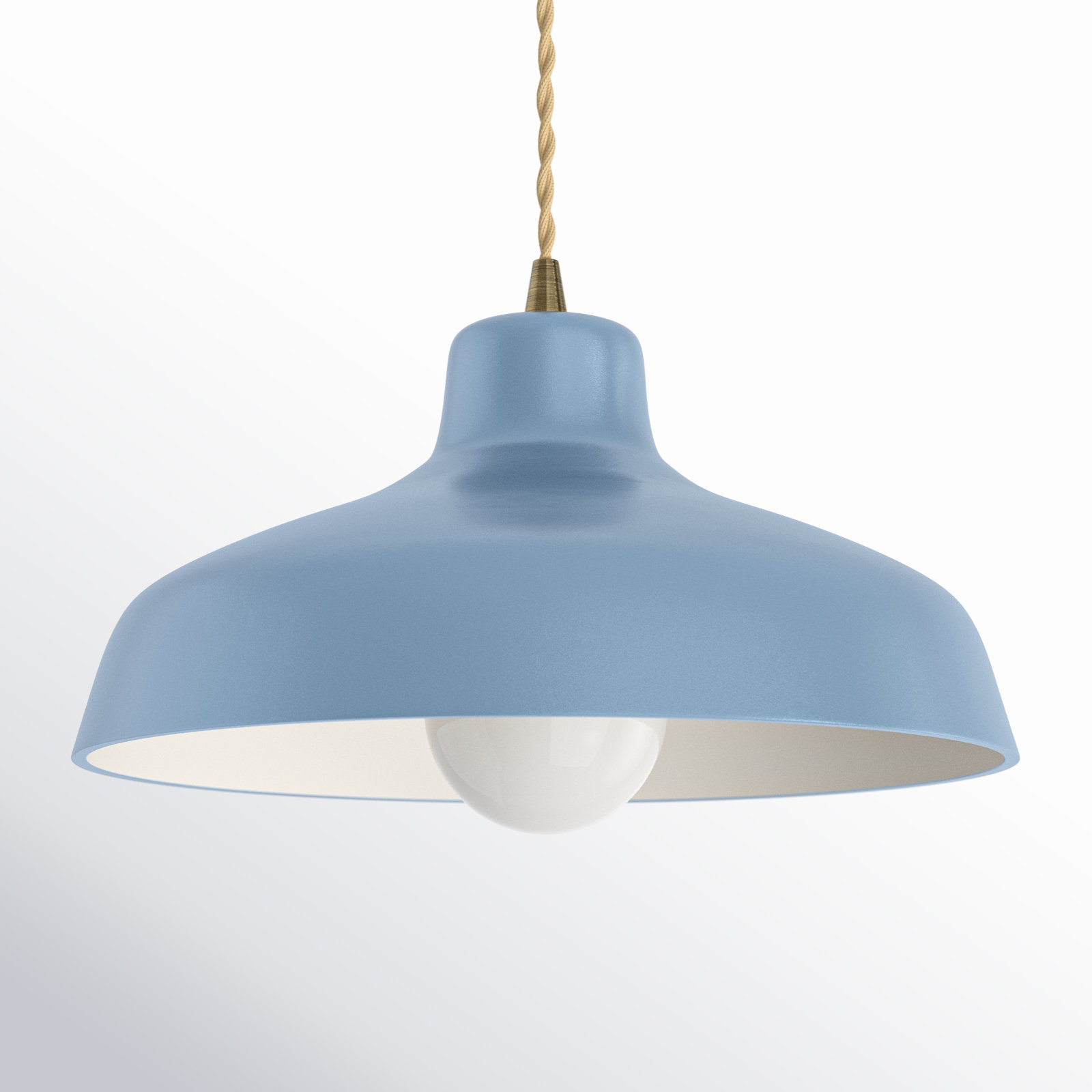 Fallon Ceramic Dimmable Pendant, 5.75" H x 11.5" W x 11.5" D, Sky Blue, Antique Brass