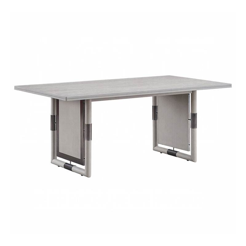 Table de salle à manger rectangulaire en bois avec base en U au fini naturel