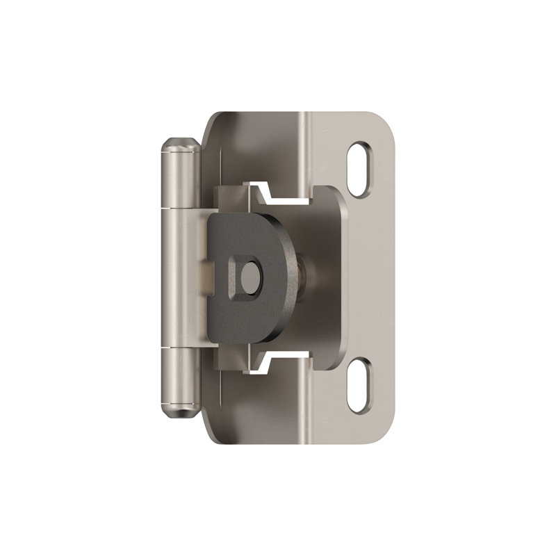 1/2 inch (13mm) Overlay Single Demountable, Partial Wrap Satin Nickel Hinge - 1 Pair, Satin Nickel