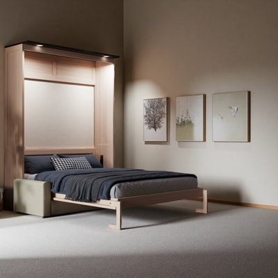 Grand lit escamotable avec canapé et DEL