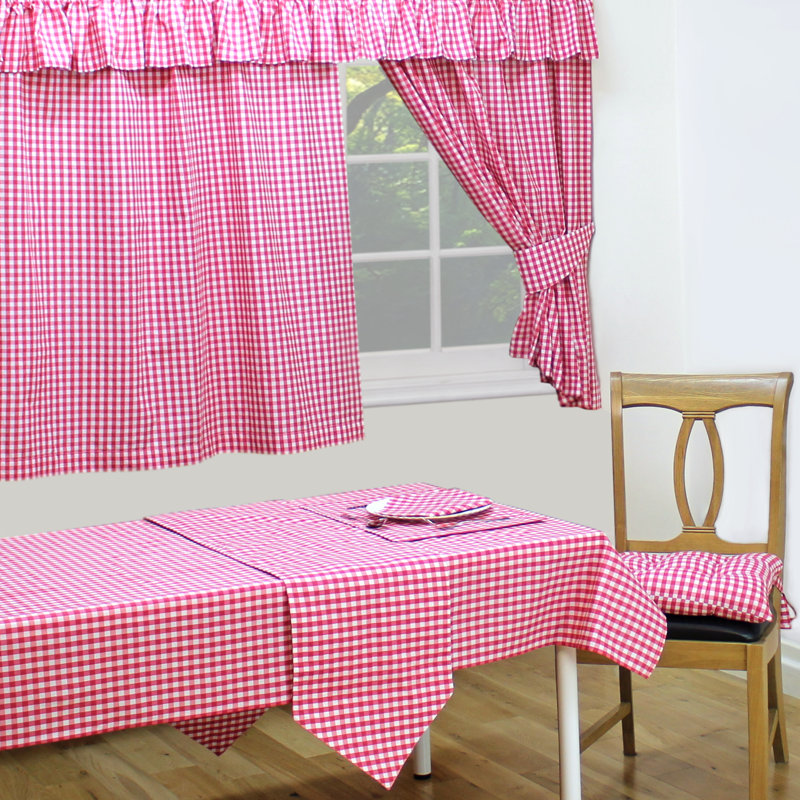 GINGHAM Curtain Pelmet, Width 335 x Drop 25 cm, Red