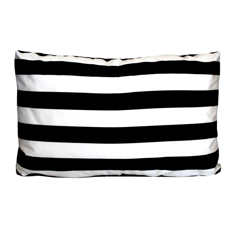 Romon Cushion, Rectangle 35cmH x 55cmW, Graphite/White Striped