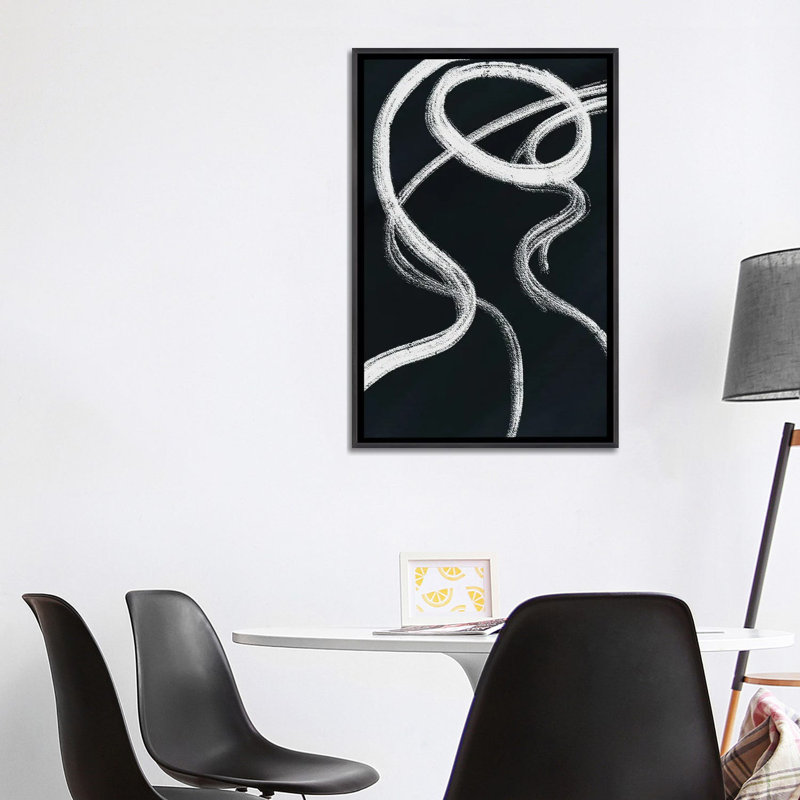 "Femme abstraite" par Mambo art studio-impression, H 40 po x l 26 po x P 1,5 po, Pas de tapis, Toile avec cadre noir patiné