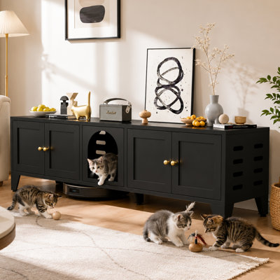 Metal Cat Litter Box Enclosure–Dog-Proof