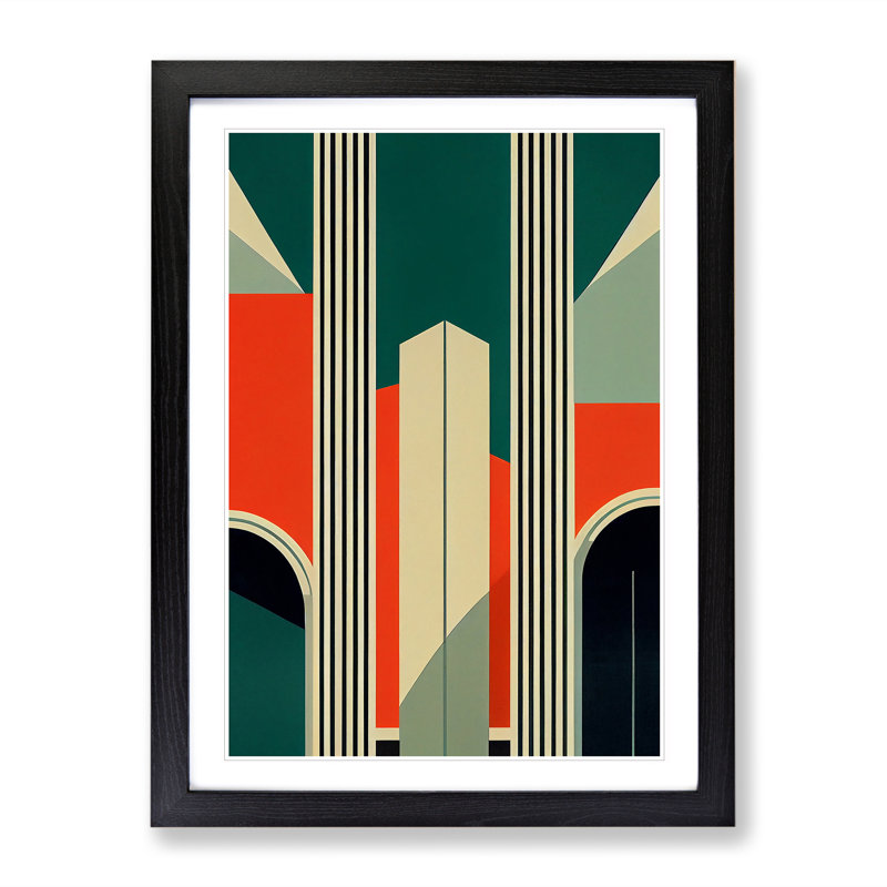 Art Deco Architecture No.3 Skyscraper - Single Picture Frame Print, Black Framed, 34cm H x 25cm W x 2cm D