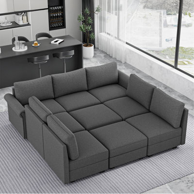Modern 7-Seater U-Shaped Sofa With 2 Chaise Lounges, Convertible U Shaped Sofa Couch With With Storage, Comfy Modular Sofa Couch For Bedroom, Living Room, Office