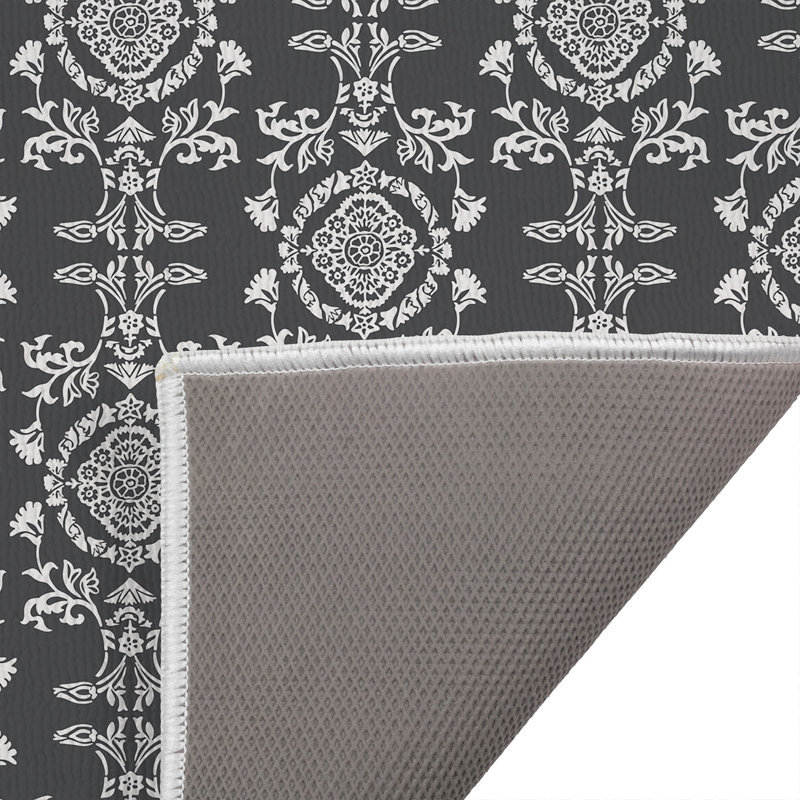 Jackie Decorative Bath Mat, Single - 24" L x 17" W, Charcoal