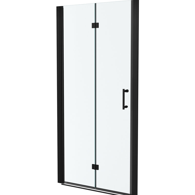 Matte Black Fold Shower Door, 36W X 72H, Featuring 1/4 Inch Tempered Glass, Bi - Structure, Water Screen To , Stainless Steel Hinges, Reversible Installation, 180 Hinge Rotation, Adjustable For