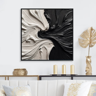 Impression sur toile géométrique abstraite noir et blanc marbré Dreamscape III