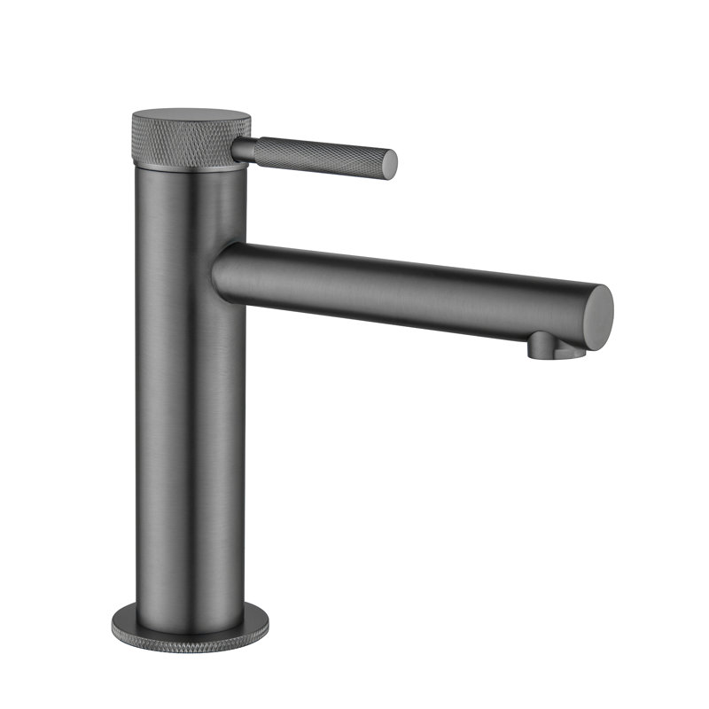 Deck Mounted Single Hole Single Handle Bathroom Sink Faucet, Gun Gray