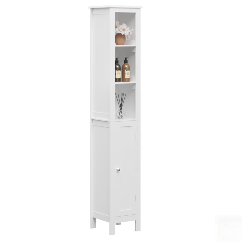 Tall Slim Bathroom Storage Cabinet With Adjustable Shelves And Anti-Tip, Perfect For Small Spaces And Multi-Use In Home, Kitchen, And Living Room