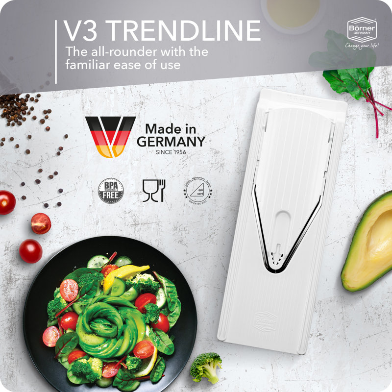Mandoline Borner V-3 Trend, ensemble de base, blanc, Blanc