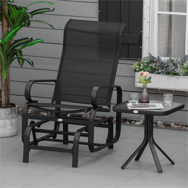 Fauteuil oscillant d'extérieur Outsunny, Noir, Noir