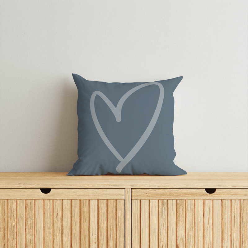 Coussin Love, Bleu géométrique, H 26 po x l 26 po