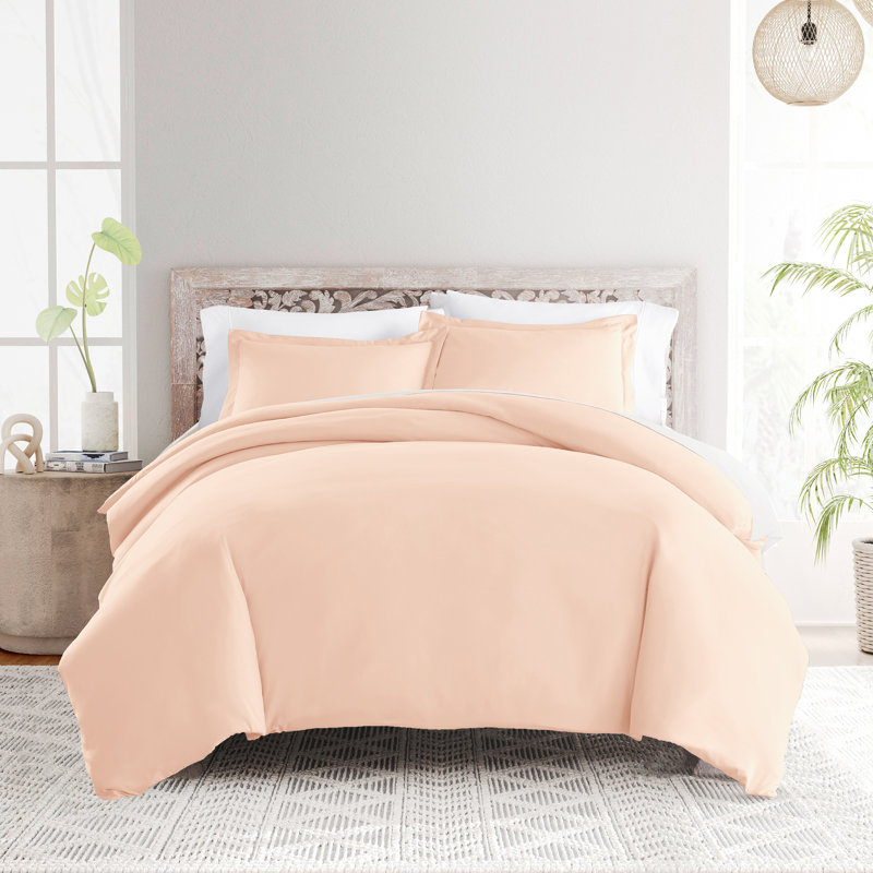Super Soft Microfiber Duvet Cover Set, Twin Duvet Cover + 1 Sham, Blush