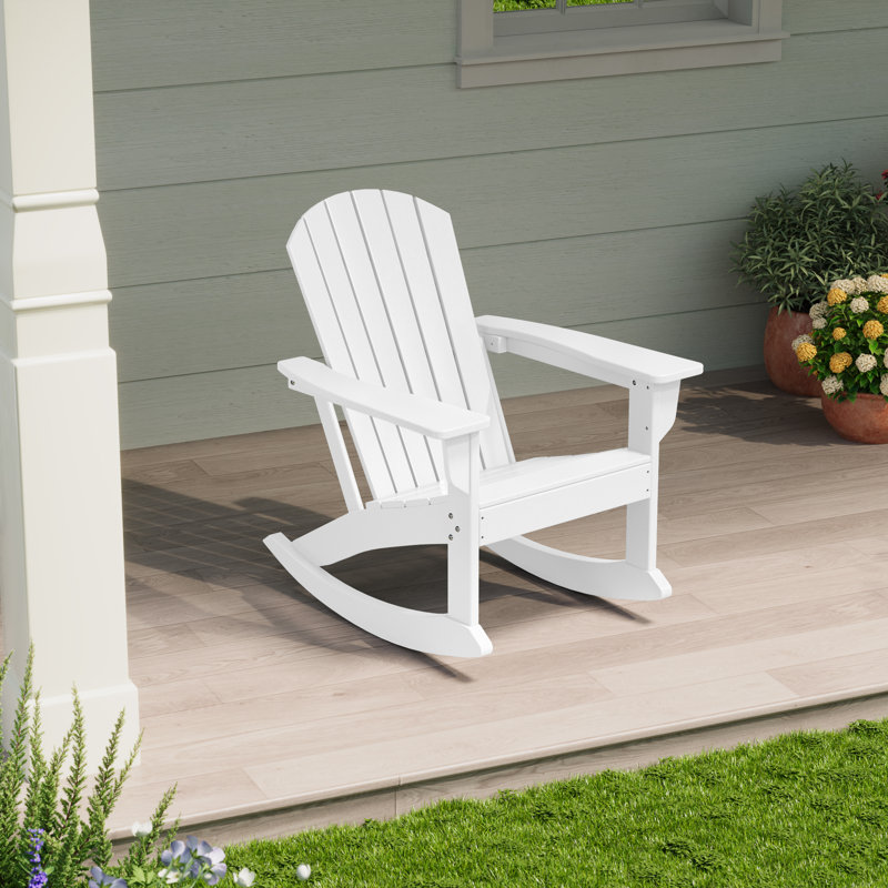 Altura HDPE Rocking Adirondack Chair, White