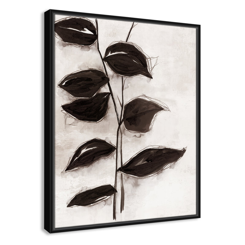 Feuilles I - Toile à cadre flottant, Cadre noir, H 29,5 po x l 23,5 po x P 2 po