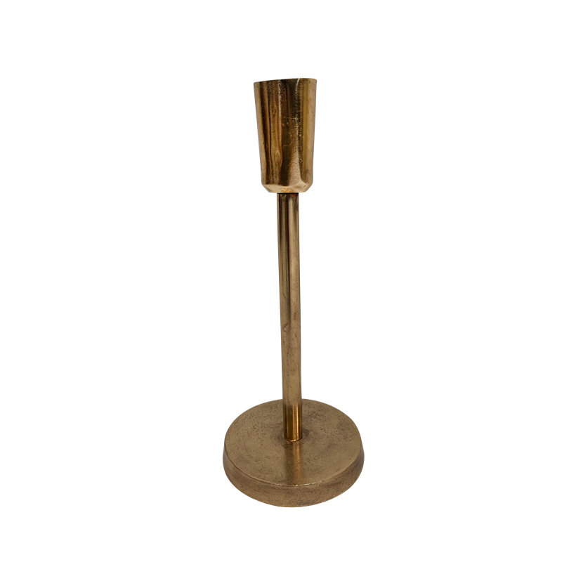 Bougeoir en métal pour plateau de table, Nickel, 8" H x 3.25" W x 3.25" D