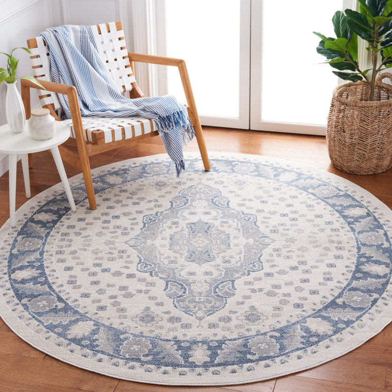 Tapis beige / gris-gris Humiston 208, Rond 6 pi 7 po