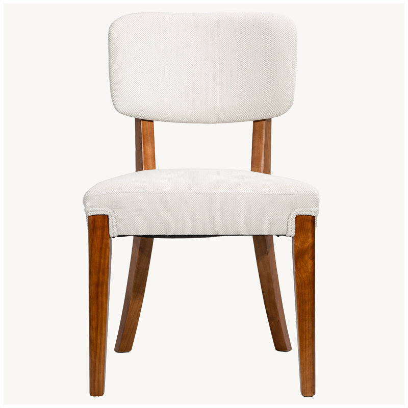 Ensemble de 2 chaises de salle à manger modernes sans accoudoirs beiges modernes et rembourrées en tissu avec pieds en bois massif
