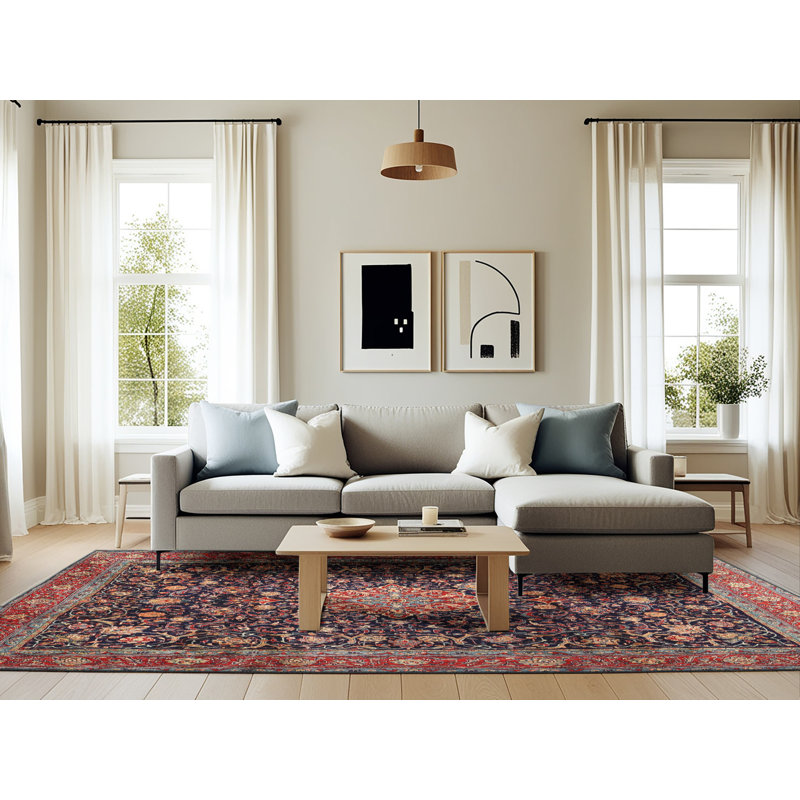 Tapis bleu marine oriental, Rectangle 6 pi x 9 pi