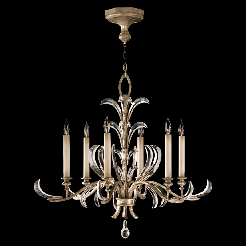Beveled Arcs 6 - Light Chandelier, Silver