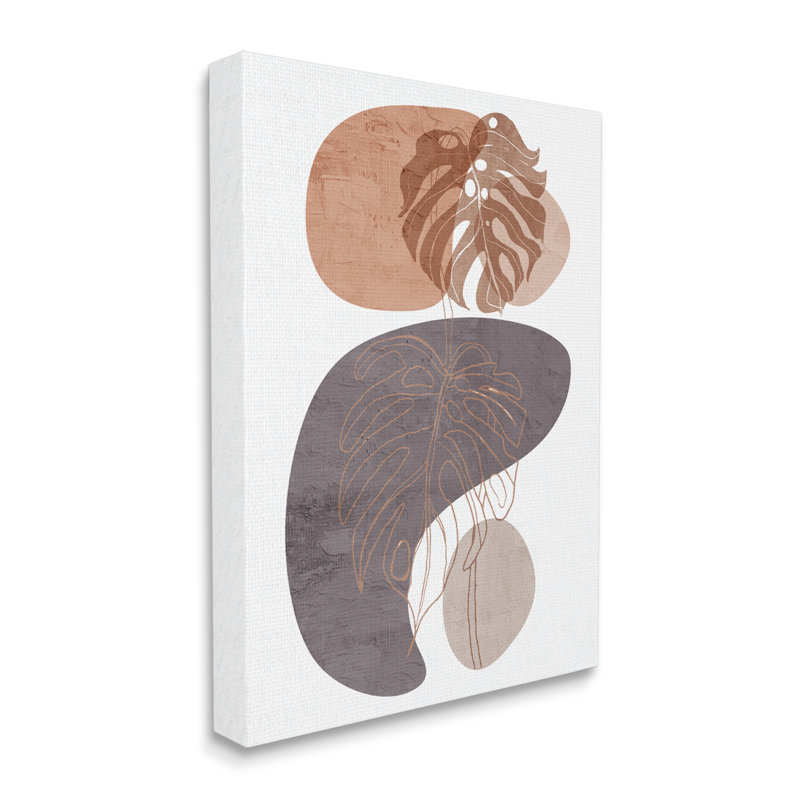 «Bold Abstract Shapes Monstera Plants Terracotta Desert», impression sur toile, H 20 po x l 16 po x P 1,5 po, Toile tendue