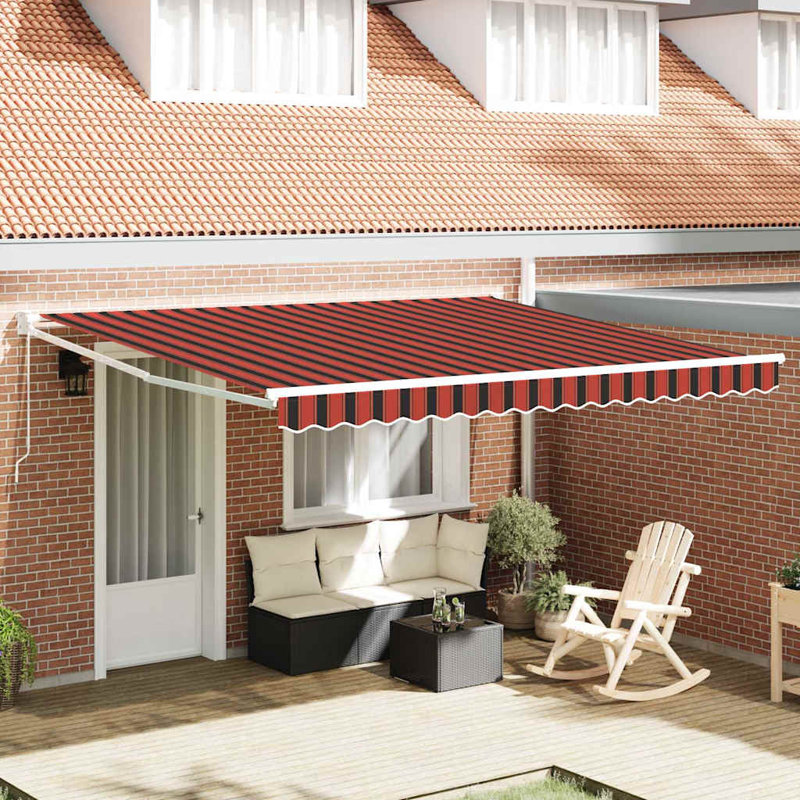 Brayden Studio 400cm W Polyester Cover Retractable Door / Window Awning, Orange, 400 cm W x 350 cm D