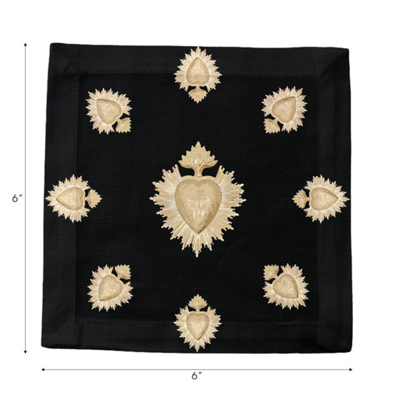Ex Vote Cotton Sateen Cocktail Napkins, Black