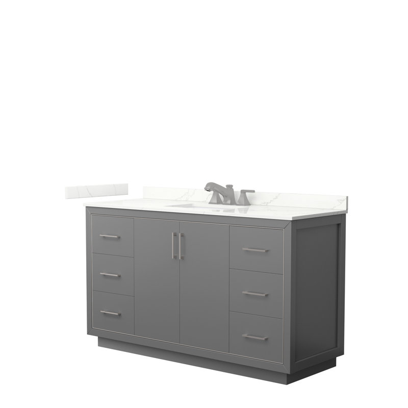 60'' W Single Vanity, Dark Gray, Giotto Quartz, Matte Black