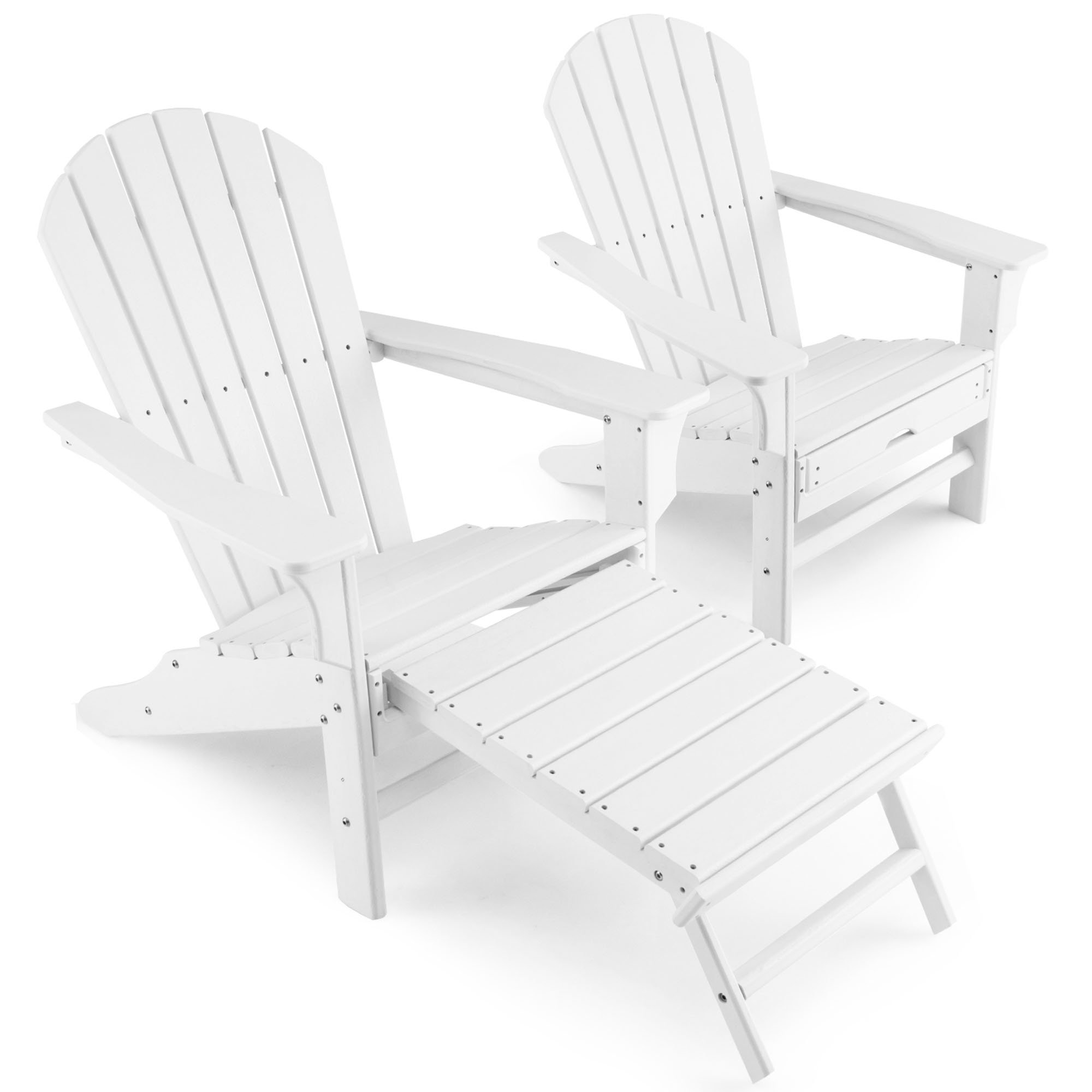 Dovecove Baughn Plastic/Resin Adirondack Chair with Ottoman | Wayfair