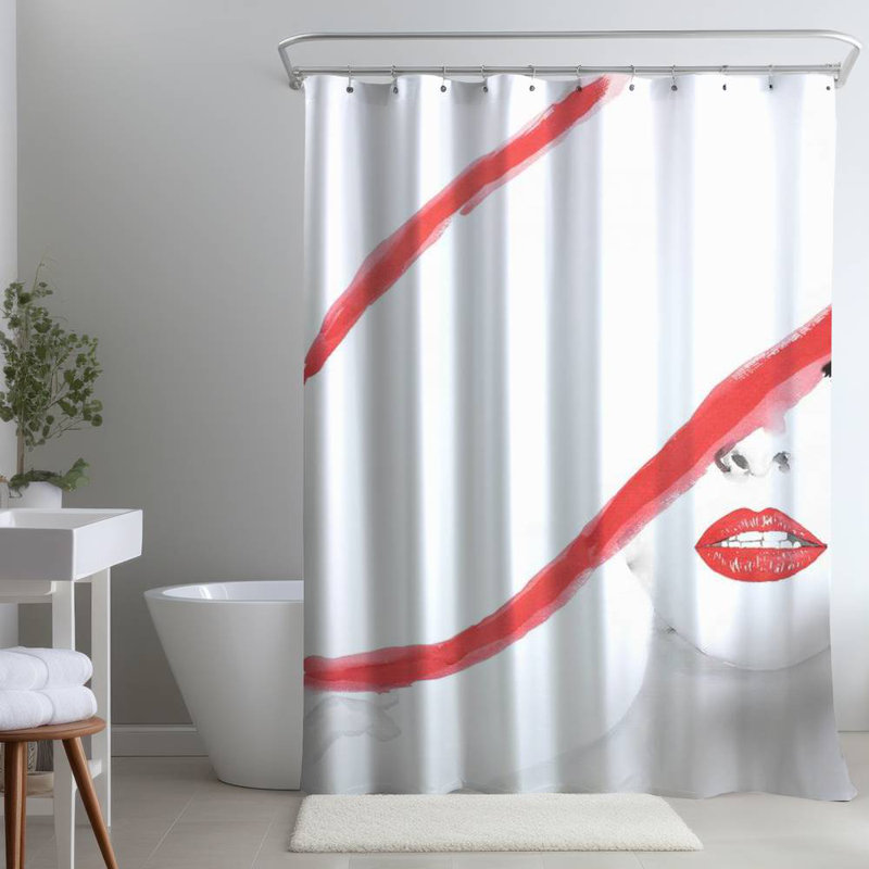 Shower Curtain FI74 – Polyester Shower Curtain, Dye Sublimation Print, 71" W × 74" L
