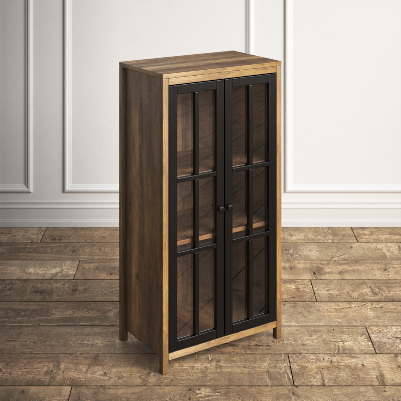 Zaria 23.3" W Farmhouse Storage Cabinet with Glass Doors