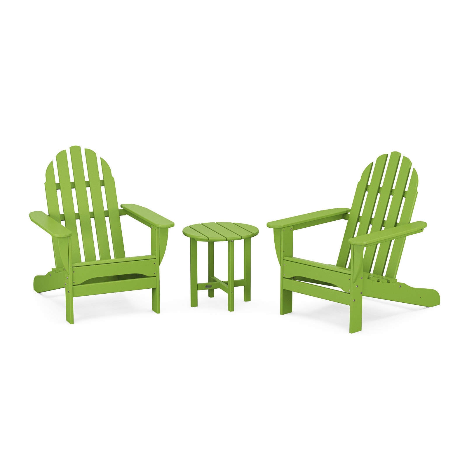 POLYWOOD Classic Adirondack 3 Piece Seating Group, Lime