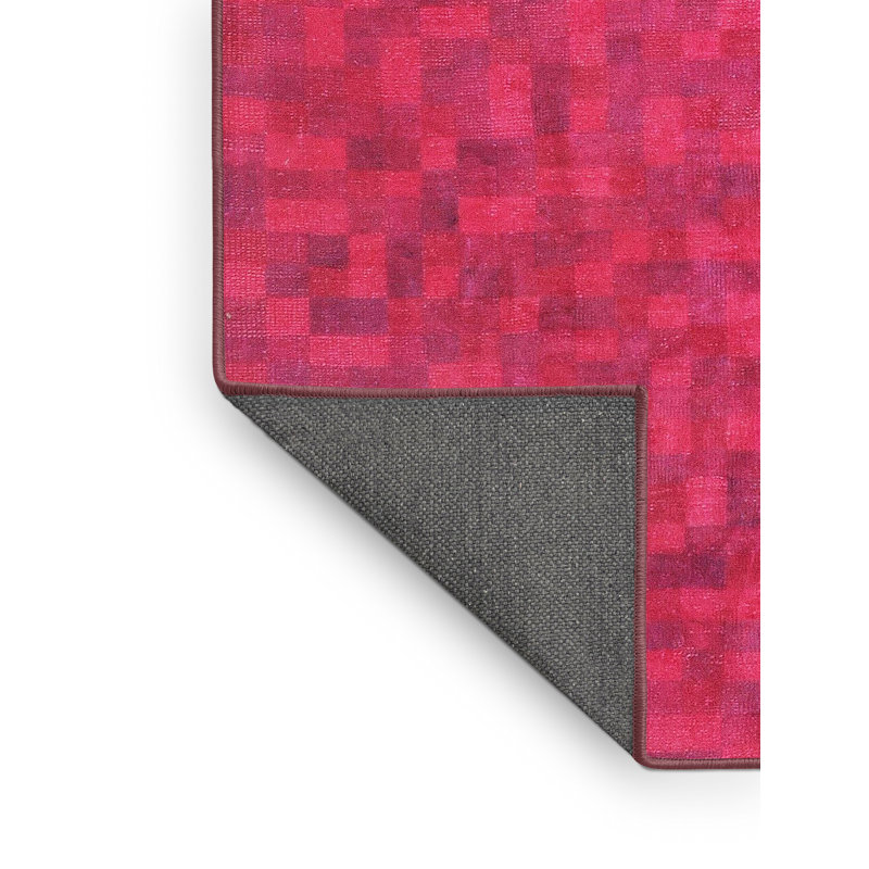Tapis rose/bleu traditionnel Akinruntan, Rectangle 5 pi x 7 pi