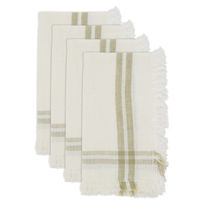 Serviette rectangulaire à rayures 50% coton - 50% lin Bastian Collection