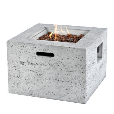 Outdoor Square Fire Pit With Steel Burner,Lightweight 24.02-Inch Propane Fire Pit Table With Adjustable Flame, 40,000 BTU, Lava Rocks, And Rain Cover For Patio,Backyard, And Poolside