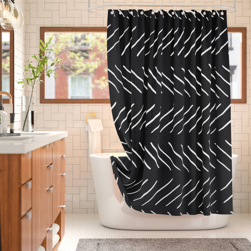 Rideau de douche simple Aleysia, Noir / Blanc